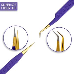 Pinzas de Precisión para Extensión de Pestañas de Acero Inoxidable Rectas de 45 Grados con Diseño Único de Corazón, Punta de Fibra para Aislamiento de Volumen - Product Image 2