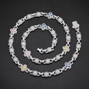 Chaîne en argent sterling 925 classique 10mm VVS Moissanite chaîne collier glacé Hip Hop bijoux - Product Image 1