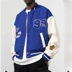 <b>Blue</b> Varsity Mens Jackets Custom Embroidery Streetwear Baseball Letterman Jacket for Men Fashion Bomber Jackets OEM ODM Supply - Product Image 5