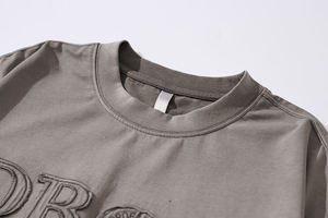 Camiseta de Algodón Orgánico de Punto con Lavado Ácido Personalizada para Hombre, Bordado e Impresión Directa, Estilo Vintage, Venta al por Mayor - Product Image 3