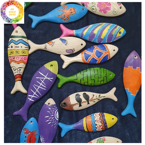 Pez de madera Premium, tamaño 8-12cm, decoración hecha en Vietnam, ideal para casas vintage, villas de playa o diseño de pared bohemio - Product Image 3