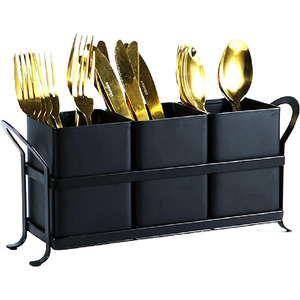 Almacenamiento de utensilios de cocina, soporte para cubiertos, soporte para cuchara, soportes de drenaje, cuchillo, tenedor, cuchara, organizador de acero inoxidable, Storager - Product Image 2