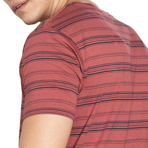 Camiseta de manga corta para hombre personalizable 100% algodón tendencia hombro caído cuello redondo Diseño a rayas punto ecológico alto - Product Image 4