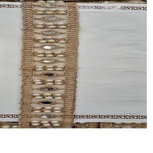 Cintas y cordones bordados a máquina para vestidos de novia de Organza hechos a medida con colores fijos de trabajo de perlas y espejos muy mezclados - Product Image 3