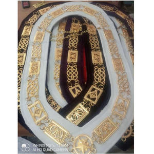 Masonic Regalia Apron Customize able dark green chain collar Masonic Patch with Sequins Decoration Safety Pin Attachable <b>Badges</b> - Product Image 4