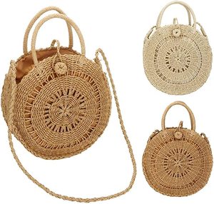 Sac fourre-tout en paille pour femmes grande capacité Shopping fourre-tout bohème sac à bandoulière voyage sac de plage avec doublure OEM - Product Image 1