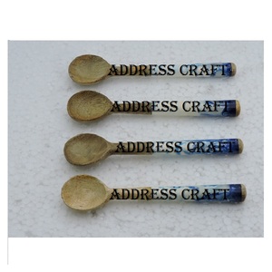 High Quality 18/8 Stainless Steel Wood and Resin Handle Cocktail Spoon <b>Sets</b> Office Restaurant Birthday Party Use Spoon <b>Sets</b> - Product Image 5