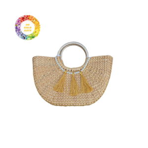 Bolso de mano hecho a mano con jacinto de agua con forro de algodón suave y flor decorativa monedero de paja de moda para mujer - Product Image 3