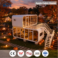 Cabine Apple préfabriquée extensible de 20 pieds avec mur en verre trempé, idéale pour les séjours de vacances de Noël en resort