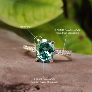 Fancy Jewelry Cushion Cut Vvs1 D Moissanite Diamond Engagement Wedding Ring for Women Made in 10k Gold - Product Image 5
