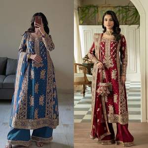 ชุดปาลาซโซดีไซเนอร์ยอดนิยม พร้อมกางเกงปาลาซโซและผ้าคลุมไหล่ ชุดพื้นเมืองอินเดีย ราคาไม่แพง - Product Image 6