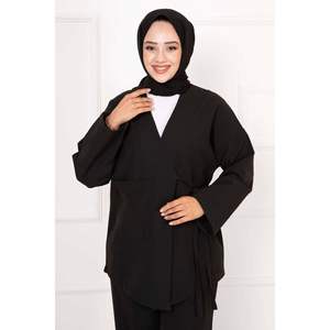 Ensemble de 2 pièces à lacets latéraux avec poches noires pour femmes - Product Image 2