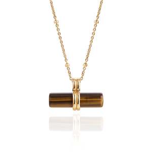 Collar de Moda con Colgante en Forma de T de Ojo de Tigre Dorado, Estilo Jeulia Andy - Product Image 1