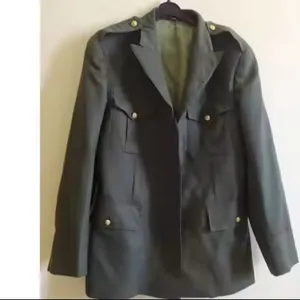 Authentiek Grieks Militair Jasje Peacoat Blazer Wollen Kaki Van 90's Legeruniform Unisex Vintage Kleding Gemaakt In Griekenland