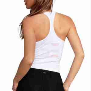 Hot Selling <b>High</b> Quality Custom Logo Cotton Summer Lady White Black Ribbed Crop Tank <b>Top</b> Woman - Product Image 5