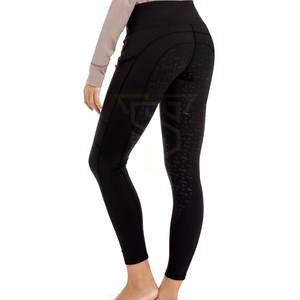 Pantalones ecuestres duraderos de alta calidad hechos en Pakistán, pantalones de montar con logotipo personalizado al por mayor, pantalones de montar ajustados de piel LICRA para montar a caballo - Product Image 2