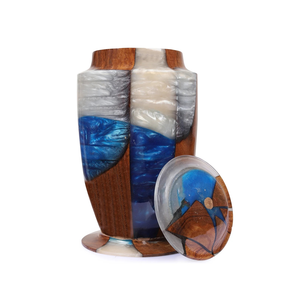 Urne funéraire en bois de rose fabriquée à la main Urne funéraire en résine époxy (220 pouces cubes) Urnes de crémation pour cendres humaines et animales - Product Image 6