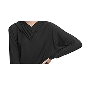 Felpa con Cappuccio Nera Drappeggiata con Maniche a Pipistrello per Donna DKNY, Maglione in Seta Lavorata a Maglia di Alta Qualità, Traspirante, Taglia Media - Product Image 2