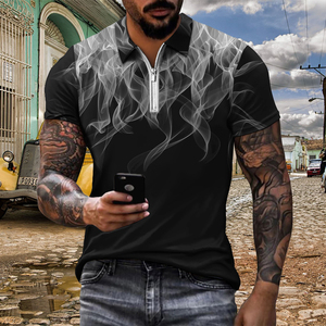 Venta al por mayor personalizado 100% poliéster hombres para Polo estilo de moda llama patrón cruzado transpirable tejido de punto precio - Product Image 3