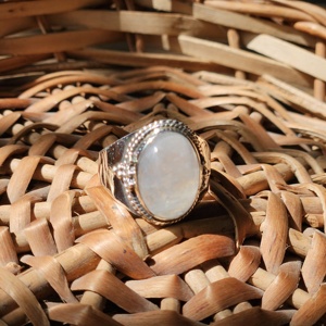 Oval <b>Moonstone</b> Silver <b>Ring</b> Best Gift for Christmas - Product Image 4