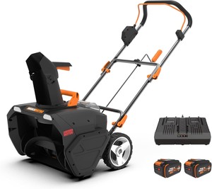 Souffleuse à neige sans fil 20V avec moteur sans balais, alimentée par batterie, avec chargeur pour le déneigement des jardins en hiver - Product Image 1