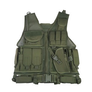 Chaleco Táctico Cross Draw - Verde Oliva, con Portacargador Compacto, Bolsillos Internos de Malla con Cierre, Camuflaje Personalizado - Product Image 1