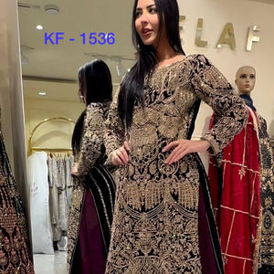 NOUVEAU DESIGNER WEAR HEAVY FUAX GEORGETTE BLACK TOP PENDU AVEC DUPATTA - Product Image 1