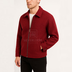 Veste rouge pour homme à fermeture éclair en mélange de laine | Veste d'hiver à col rabattu de coupe régulière | Vêtements d'extérieur chauds et décontractés avec logo personnalisé - Product Image 3