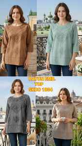 Camisetas sin mangas bordadas de rayón para mujer al por mayor, camisetas elegantes con detalles bordados listas para exportar - Product Image 4