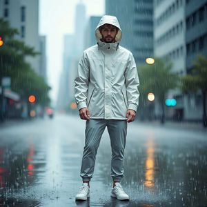 Survêtement Coupe-Vent Noir pour Homme, Veste et Pantalon Imperméable, Combinaison pour Homme en Nylon Style de Rue, Ensemble de Deux Pièces Coupe-Vent pour Homme - Product Image 5