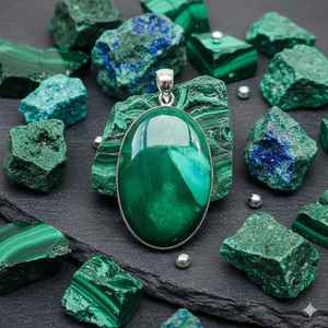 Pendentif en malachite de conception haut de gamme pour unisexe, fabricant indien, prix de gros, pierre naturelle - Product Image 1