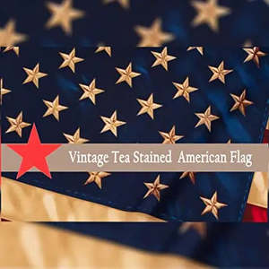 Paquete de 2 Banderas Americanas de 3x5 pies con Acabado Envejecido, Color Té, para Exteriores, con Ojales de Latón, Accesorios de Exhibición - Product Image 4