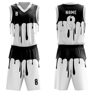 Ensemble d'uniformes de basketball personnalisés pour hommes, respirant, à séchage rapide, maillot et short réversibles, 100% polyester, grandes tailles pour les sports d'équipe - Product Image 1