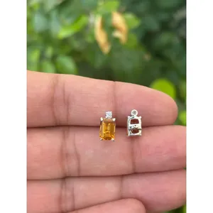 14K Gold Plated Trendy 925 <b>Silver</b> <b>Stud</b> Earrings Natural Citrine White Rose Gold; Featuring Diamond Zircon Pearl for Engagement - Product Image 3