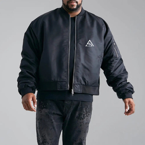 Chaqueta Bomber Negra de Diseño Personalizado con Cuello Alto y Logotipo Frontal, Ecológica e Impermeable, MOQ Bajo - Product Image 6