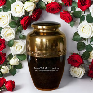 Urne funéraire pour cendres d'adultes, magnifiquement élégante, texture simple, nouveau design, couleur bronze, vente en gros, urnes métalliques pour funérailles et enterrements - Product Image 6
