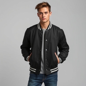 Veste universitaire OEM Add Logo pour junior, conception d'université, commande en gros, manches en cuir, laine 380 GSM, usine directe au Pakistan - Product Image 5