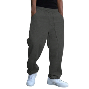 Pantalon de survêtement ample 100% coton pour hommes, haute qualité, avec cordon de serrage, jambe large, évasée, style streetwear droit et tendance - Product Image 4
