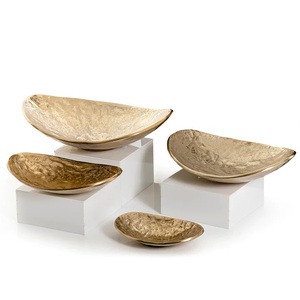 Bol de service pour snacks en aluminium plaqué or Bols de vaisselle au design de luxe Bol de rangement en métal brut - Product Image 3