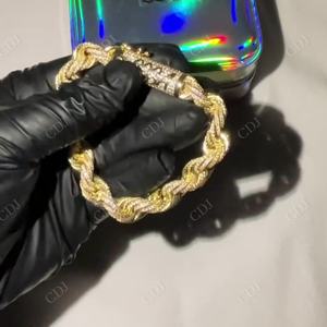 Cadena Cubana de Tres Filas de Plata Esterlina con Diamantes Moissanite VVS Color D Claridad Personalizada para Hombre, Estilo Hip Hop, Fabricación para Fiestas - Product Image 2