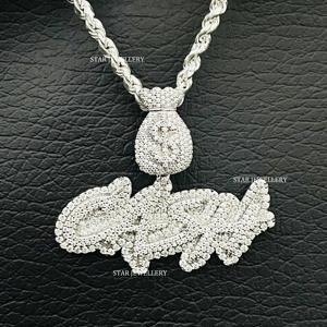 Colgante de Oro 10K con Letra Personalizada, Diamantes Naturales Redondos de Corte Brillante, Estilo Hip-Hop, Joyería Unisex con Engaste Personalizado - Product Image 5