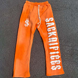 Pantalones de chándal acampanados con logotipo personalizado para hombre, pantalones de chándal con cordón acampanado informal Vintage - Product Image 5