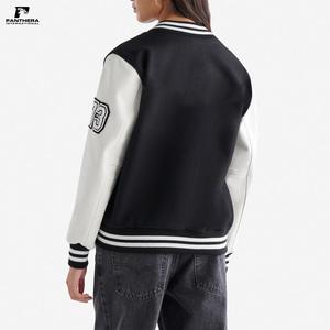 Veste de baseball universitaire personnalisée avec support veste Letterman noire en laine blanche en cuir PU avec broderie en chenille logos veste d'hiver décontractée - Product Image 4