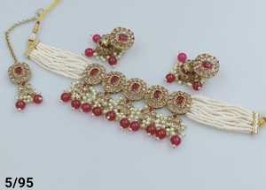 Indan, venta al por mayor, 2024, última moda, gargantilla de perlas chapadas en oro tradicional, conjunto de collar para mujer - Product Image 6