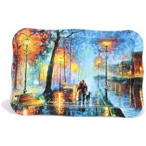 Bandeja de Metal Rectangular elegante de 238x358mm con borde ondulado Afremov plato de servir estilo Venecia con Material de nácar - Product Image 1