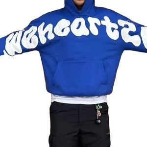 Best Price Low MOQ Custom Manufacturer <b>Men</b> Boxy Fit <b>Pullover</b> <b>Men</b> Hoodies Distressed Embroidery Unique Design Autumn Winter Wear - Product Image 3