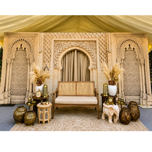 Mughal Heritage Style 3D Wedding Stage Frames Wholesale Arabic Style <b>Wooden</b> Backdrop Panels Muslim Sufi Night Stage Decoration - Product Image 1
