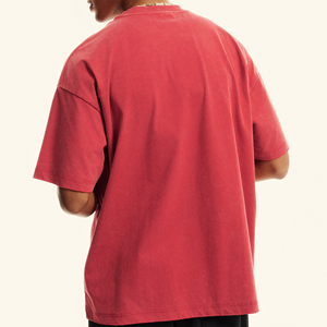 Vintage lavage à l'acide t-shirts hommes Streetwear col montant Boxy Fit surdimensionné t-shirt impression personnalisée - Product Image 6