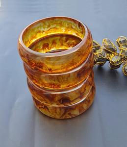 Vente en gros de beaux bijoux turcs en or antique à la mode Bracelet ovale en résine et cristal avec strass - Product Image 3