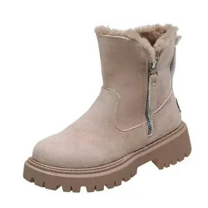 Bottines antidérapantes pour femmes, mode hiver, imperméables, thermiques, avec doublure en cuir véritable, semelle en peau de mouton et caoutchouc/EVA - Product Image 1